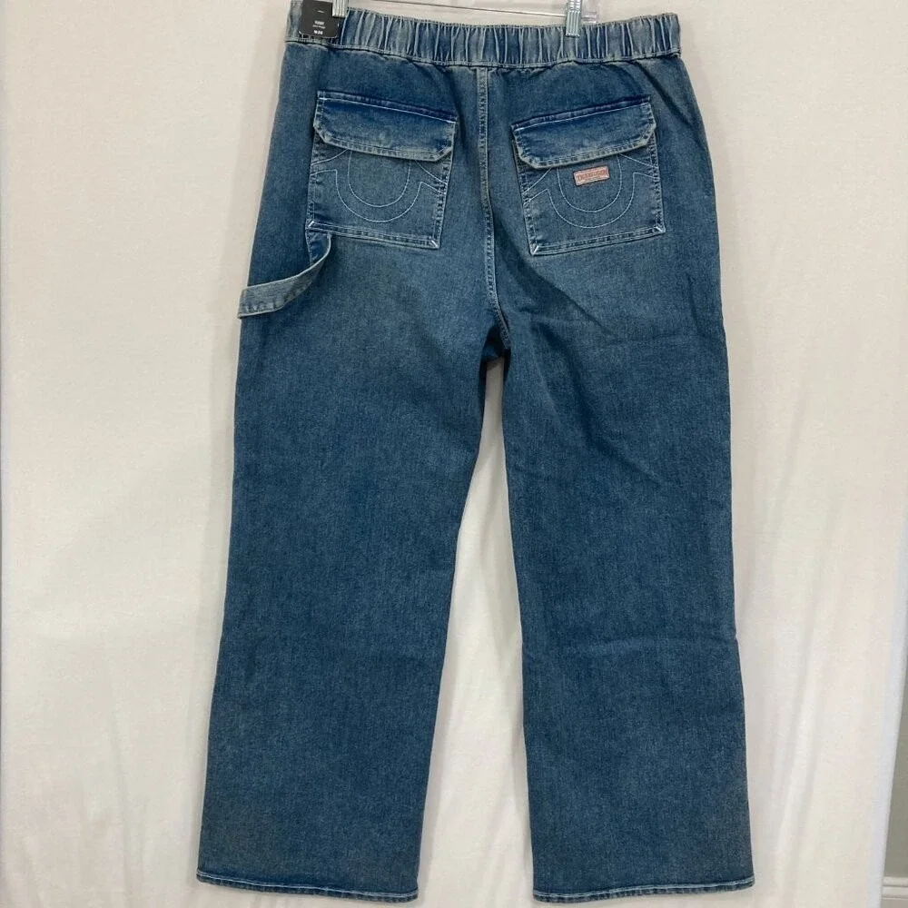 New True‎ Religion Jeans size 36 x 32 Vinny Ultra Baggy Carpenter Double Knee